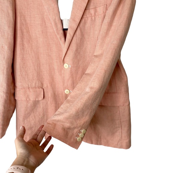 Nautical Linen Derby Sports Coat Blazer Coral Country Club Preppy Resort Medium - Picture 6 of 10